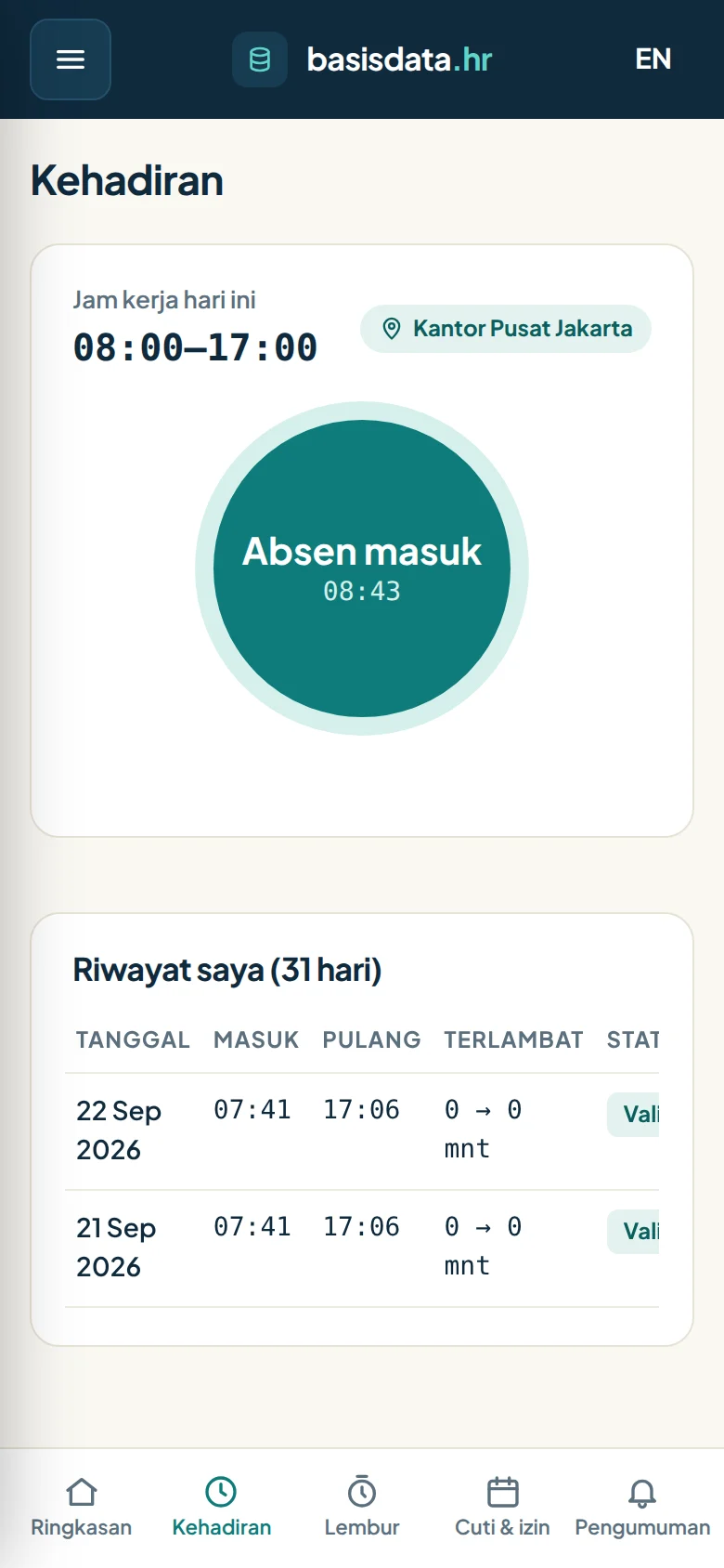 Karyawan absen dari HP