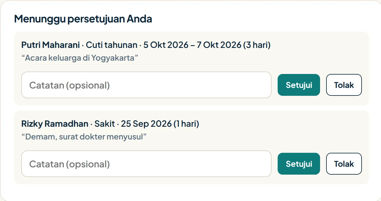 Atasan menyetujui